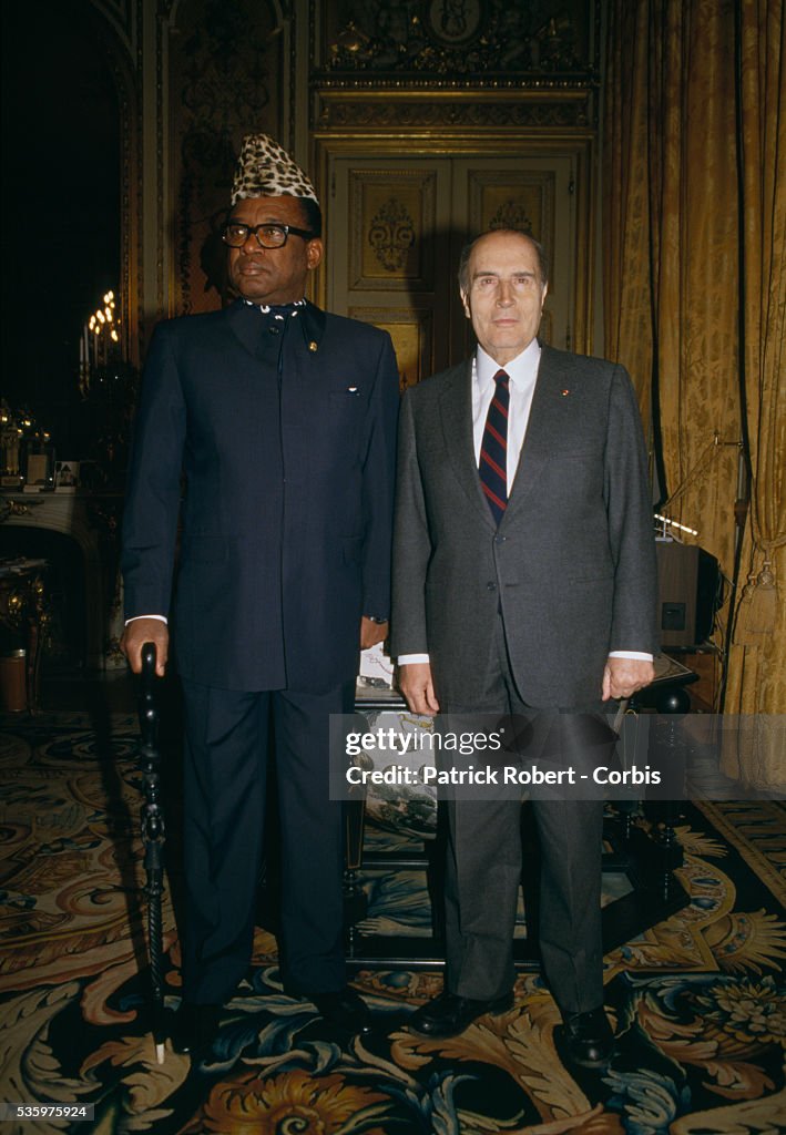 President Francois Mitterand Meeting with President Mobutu Sese Seko