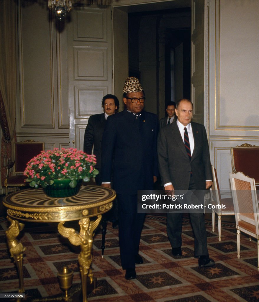 President Francois Mitterand Meeting with President Mobutu Sese Seko