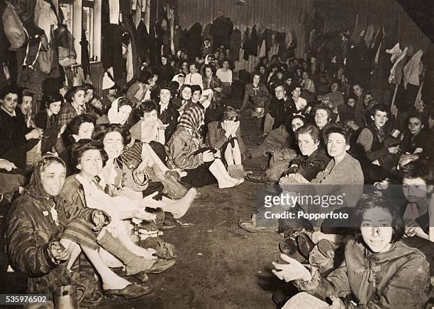 Jewish prisoners rescued by British troops who liberated the Belsen Concentration camp, 15th April 1945. The Royal Army Medical Corps, number 11...