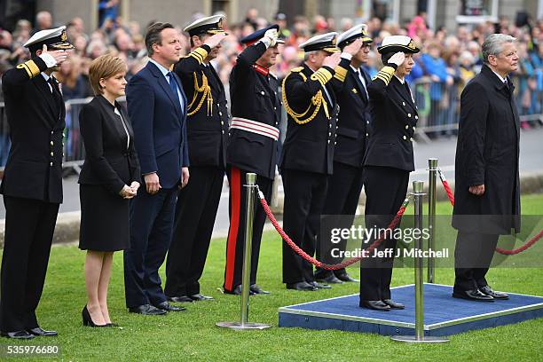 Princess Anne, German President Joachim Gauck, Scotland's First Minister Nicola Sturgeon and British Prime Minister David Cameron attend the...