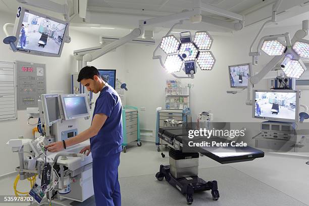 operation room with surgeon in the room . - operating room equipment stock pictures, royalty-free photos & images