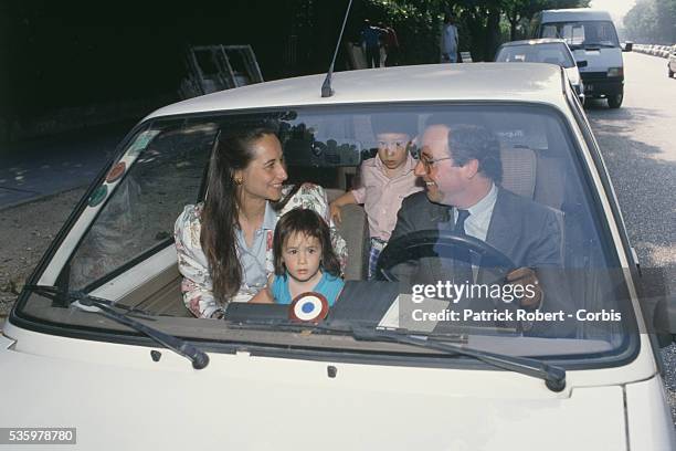 French socialist politicians Segolene Royal and husband Francois Hollande with their children Thomas and Clemence .