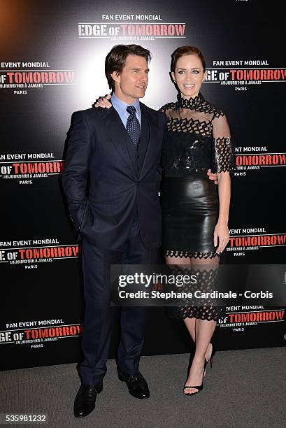 Tom Cruise and Emily Blunt attend 'Edge Of Tomorrow' Photocall at Cinema UGC Normandie on May 28, 2014 in Paris.