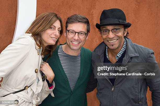 Laurence Katche, Stephane Jarny and Manu Katche attend the Roland Garros French Tennis Open 2014.