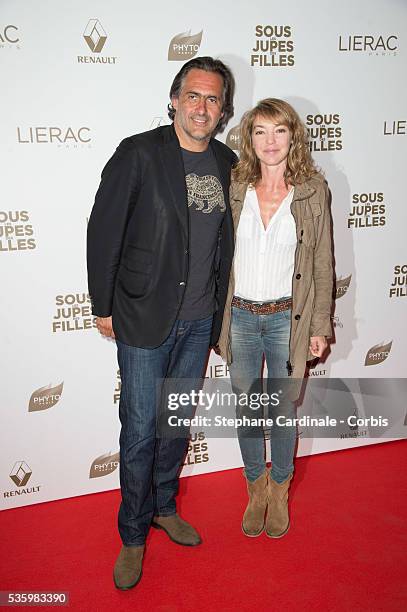 Emmanuel Chain with his Wife Valerie attend the Paris Premiere of 'Sous Les Jupes Des Filles' film at Cinema UGC Normandie