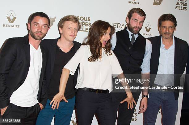 Guillaume Gouix, Alex Lutz, Audrey Dana, Stanley Weber and Pascal Elbe attend the Paris Premiere of 'Sous Les Jupes Des Filles' film at Cinema UGC...