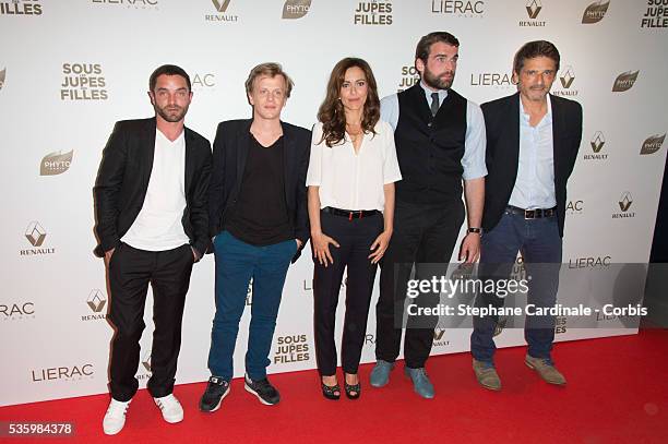 Guillaume Gouix, Alex Lutz, Audrey Dana, Stanley Weber and Pascal Elbe attend the Paris Premiere of 'Sous Les Jupes Des Filles' film at Cinema UGC...