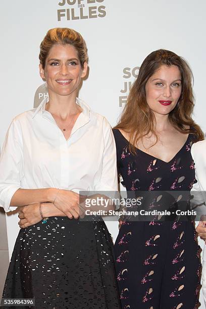 Alice Taglioni and Laetitia Casta attend the Paris Premiere of 'Sous Les Jupes Des Filles' film at Cinema UGC Normandie