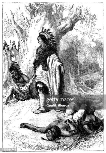 stockillustraties, clipart, cartoons en iconen met antique illustration of dead native american - native americans 1800s