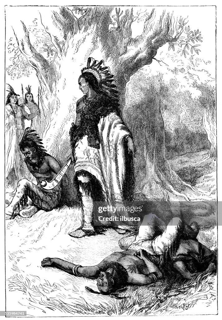 Native Death Races Antique Illustration Of Dead Native American High-Res Vector Graphic ...