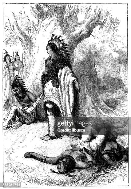 antique illustration of dead native american - native americans 1800s 幅插畫檔、美工圖案、卡通及圖標
