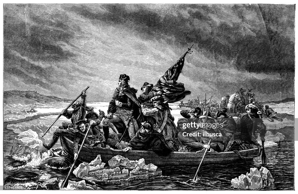 Antique illustration of Washington in Delaware