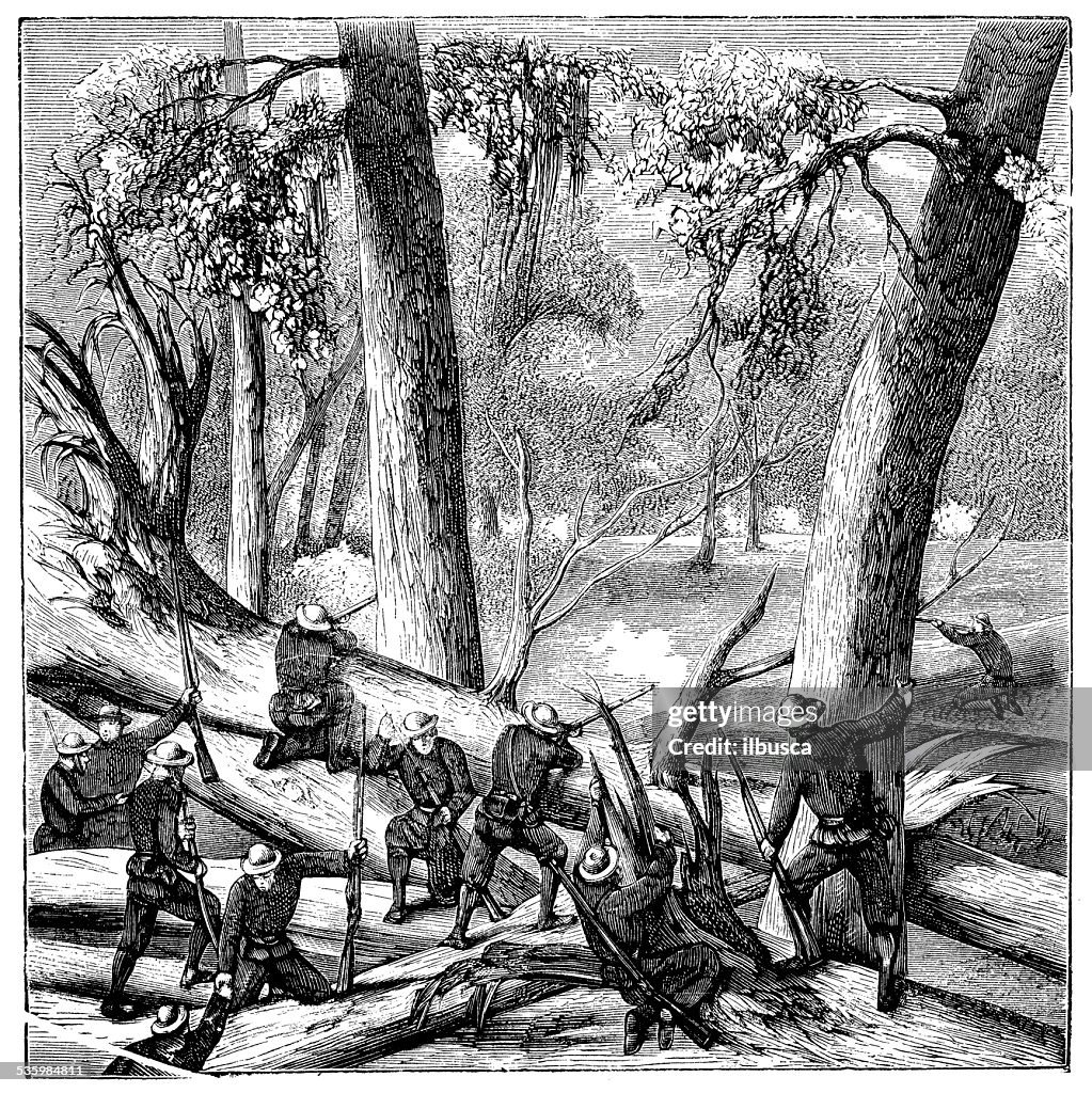 Antique illustration of general Sherman's soldiers