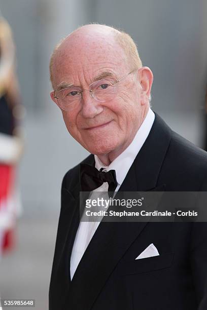 Herve de Charette arrives at the Elysee Palace for a State dinner in honor of Queen Elizabeth II, hosted by French President Francois Hollande as...