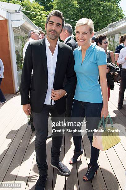 Ary Abittan and Melita Toscan du Plantier attend the Roland Garros French Tennis Open 2014.