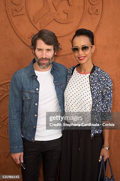 Jalil Lespert and Sonia Rolland attend the Roland Garros French Tennis Open 2014.