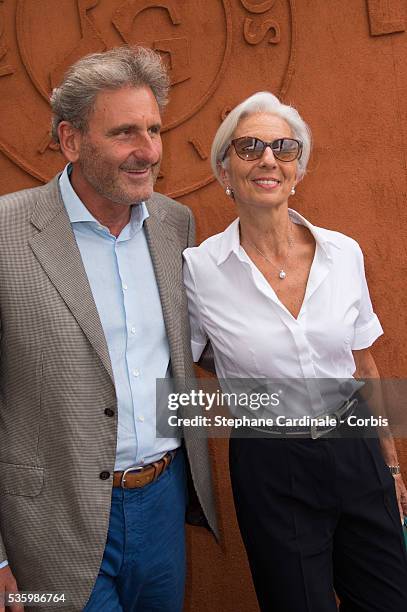 Managing Director Christine Lagarde and her husband Xavier Giocanti attend the Roland Garros French Tennis Open 2014.