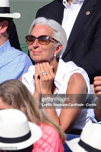 Managing Director Christine Lagarde attends the Roland Garros French Tennis Open 2014 - Day 14 at Roland Garros on June 7, 2014 in Paris.