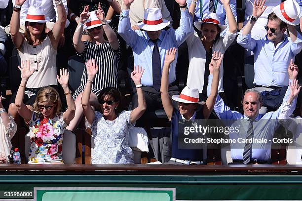 Former Player Chris Evert, Parisian mayor Anne Hidalgo, French Minister for Women's Rights and Sports Najat Vallaud-Belkacem and President of FFT...