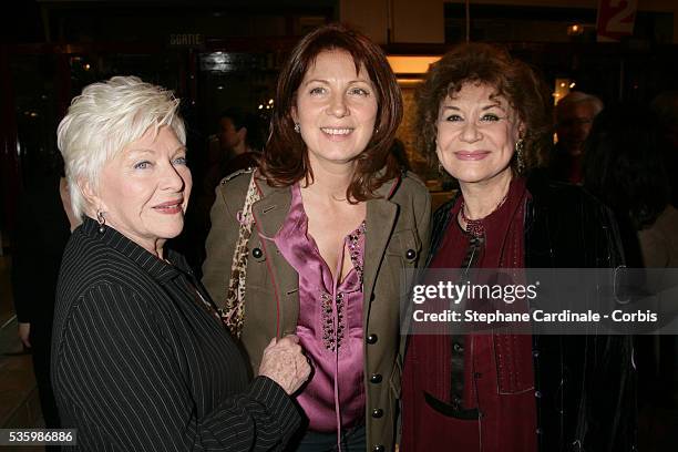 Line Renaud, Veronique Genest and Claire Maurier attend the 100th performance of play "Toc Toc".