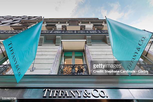 Outside View of the store during the Tiffany & Co Flagship Opening on the Champs Elysee on June 10, 2014 in Paris, France.