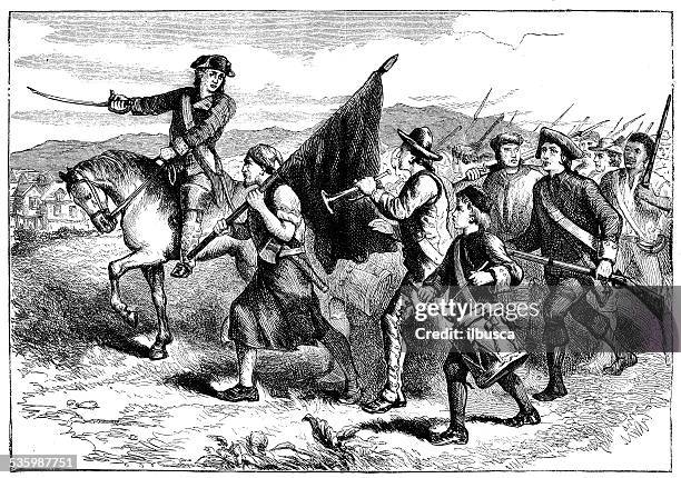 vintage illustration der ersten soldaten armee für die unabhängigkeit - amerikanische revolution stock-grafiken, -clipart, -cartoons und -symbole