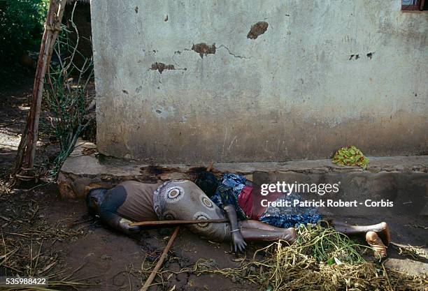 Village where the population was massacred by the regular army and their militia . | Location: Nyanza Hill, Rwanda.