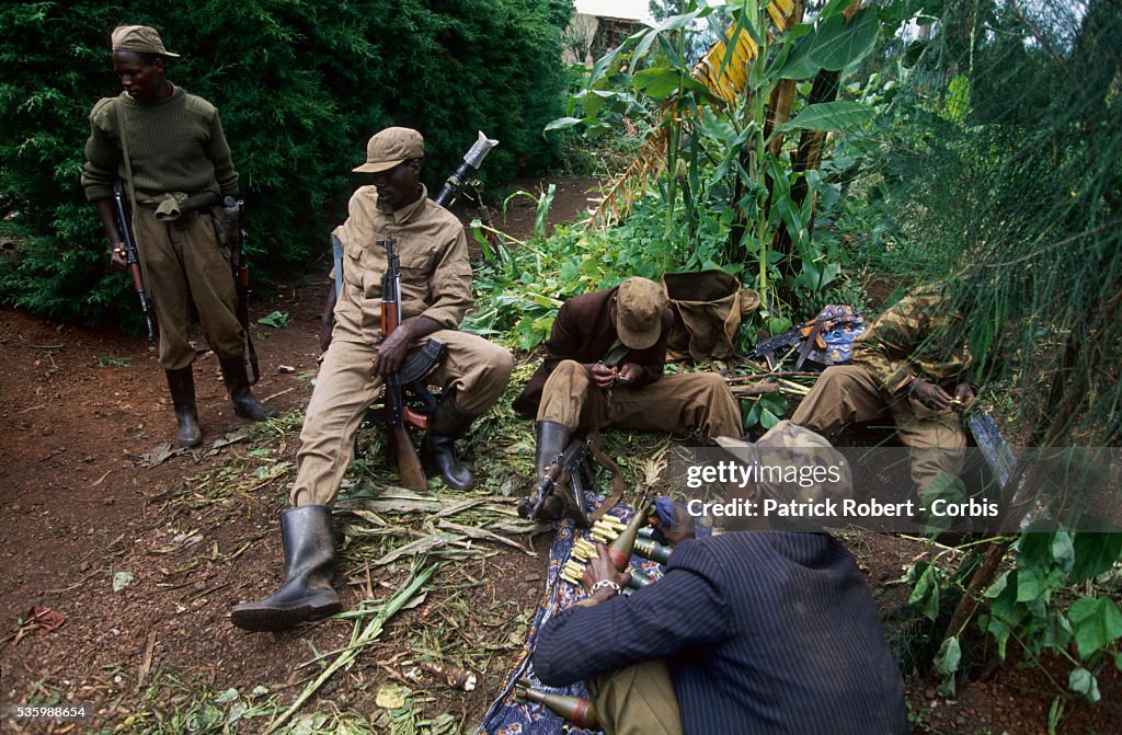 Ww1 Rwanda RPF rebels on the Kigali front line during the civil war in Rwanda ...