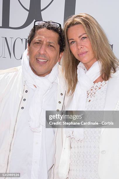 Smain and his wife Chanael attend the 'Brunch Blanc' hosted by Barriere Group. Held on Yacht 'Excellence' on June 29, 2014 in Paris, France.