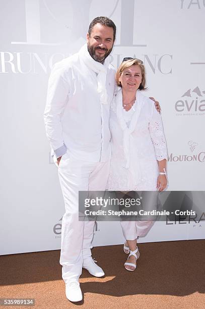 Bruce Toussaint and his wife Catherine attend attend the 'Brunch Blanc' hosted by Barriere Group. Held on Yacht 'Excellence' on June 29, 2014 in...