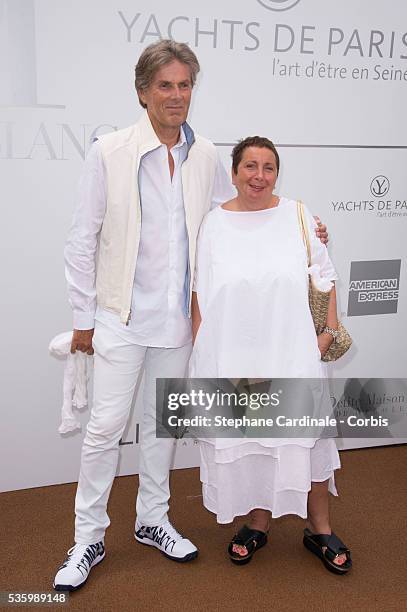 Dominique Desseigne and Owner of 'La Petite Maison De Nicole' Nicole Rubi attend the 'Brunch Blanc' hosted by Barriere Group. Held on Yacht...