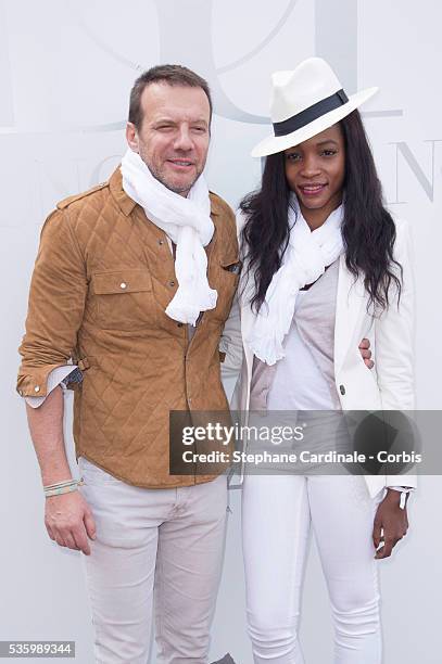 Samuel Le Bihan and his wife attend the 'Brunch Blanc' hosted by Barriere Group. Held on Yacht 'Excellence' on June 29, 2014 in Paris, France.