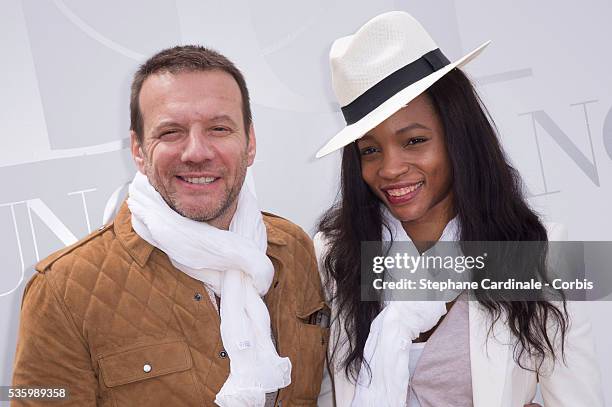 Samuel Le Bihan and his wife attend the 'Brunch Blanc' hosted by Barriere Group. Held on Yacht 'Excellence' on June 29, 2014 in Paris, France.