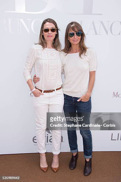 Anne Marivin and Axelle Laffont attend the 'Brunch Blanc' hosted by Barriere Group. Held on Yacht 'Excellence' on June 29, 2014 in Paris, France.