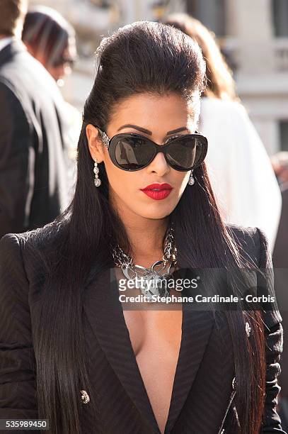 Ayem Nour attends the Versace show as part of Paris Fashion Week - Haute Couture Fall/Winter 2014-2015 on July 6, 2014 in Paris, France.