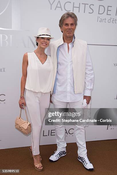 Alexandra Cardinale and Dominique Desseigne attend the 'Brunch Blanc' hosted by Barriere Group. Held on Yacht 'Excellence' on June 29, 2014 in Paris,...