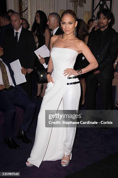 Jennifer Lopez attends the Versace show as part of Paris Fashion Week - Haute Couture Fall/Winter 2014-2015 on July 6, 2014 in Paris, France.