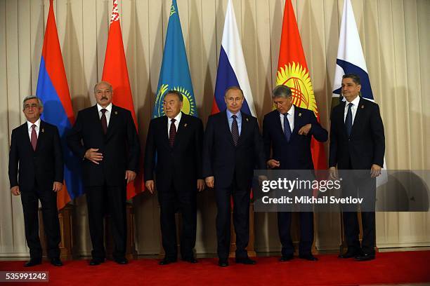 Armenian President Serge Sargsyan, Belarussian President Alexander Lukashenko, Kazakh President Nursultan Nazarbayev, Russian President Vladimir...