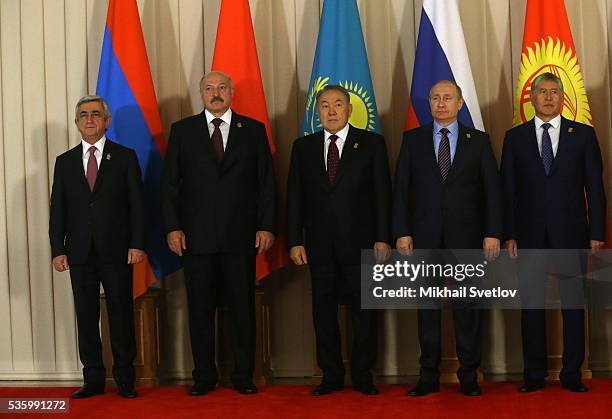 Armenian President Serge Sargsyan, Belarussian President Alexander Lukashenko, Kazakh President Nursultan Nazarbayev, Russian President Vladimir...