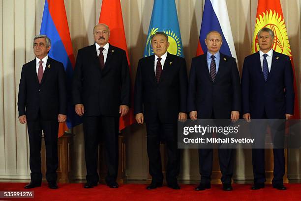 Armenian President Serge Sargsyan, Belarussian President Alexander Lukashenko, Kazakh President Nursultan Nazarbayev, Russian President Vladimir...