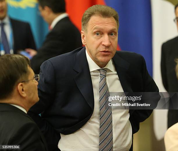 Russian First Deputy Prime Minister Igor Shuvalov is seen during the Eurasian Economic Union Summit at Akorda Palace on May 31, 2016 in Astana,...