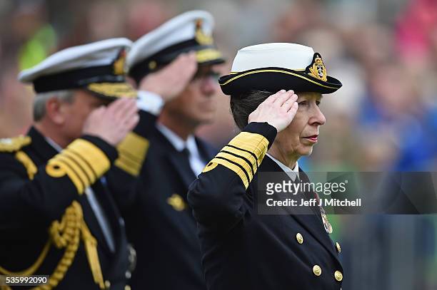 Princess Anne, Princess Royal attends the 100th anniversary commemorations for the Battle of Jutland at St Magnus Cathedral on May 31, 2016 in...