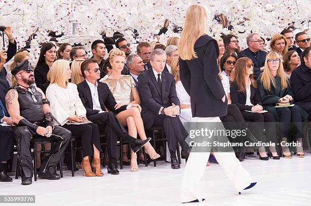 Peter Marino, Princess Marie Chantal of Greece, Sean Penn, Charlize Theron, Bernard Arnault and Isabelle Huppert - Christian Dior show during the...