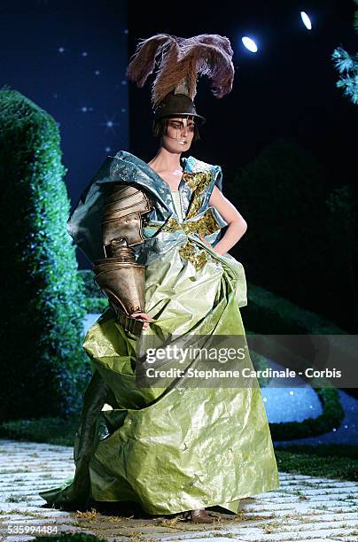 Model presents a creation by British designer John Galliano as part of the "Dior" Fall/Winter 2006-2007 Haute Couture collections presented during...