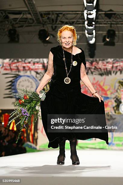 Bristish designer Vivienne Westwood on the catwalk at "Vivienne Westwood" Spring-Summer 2007 fashion show.