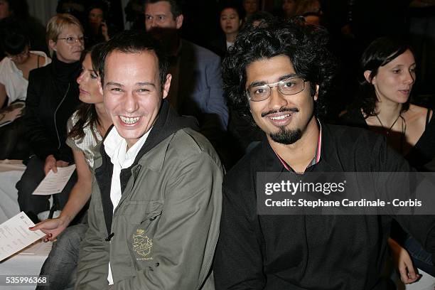 French television hosts Gael Leforestier and Sebastien Folin at the Jean Louis Scherrer ready-to-wear Spring-Summer 2007 fashion show.
