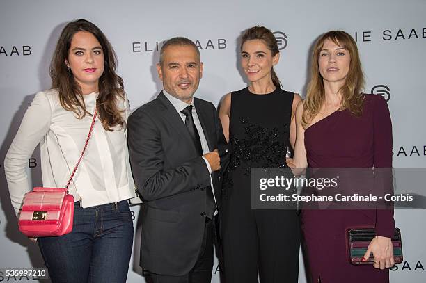 Anouchka Delon, Elie Saab, Clotilde Courau and Marie-Josee Croze in backstage at the Elie Saab show during the Paris Fashion Week - Haute Couture...