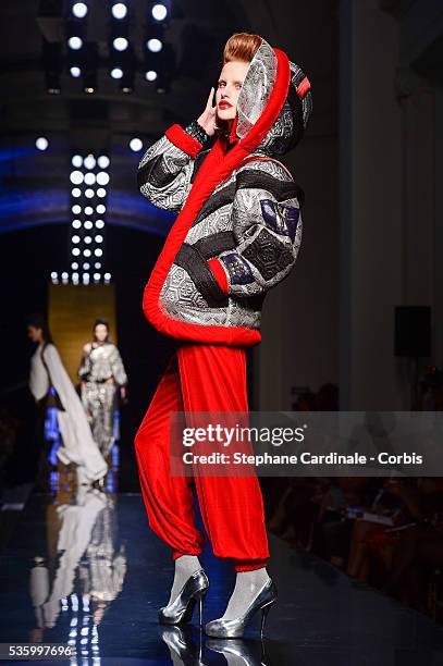 Model walks the runway at the Jean Paul Gaultier show during the Paris Fashion Week - Haute Couture Fall/Winter 2014-2015