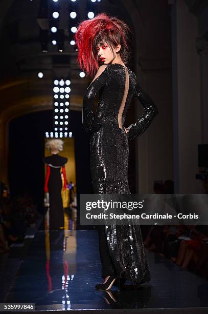 Model walks the runway at the Jean Paul Gaultier show during the Paris Fashion Week - Haute Couture Fall/Winter 2014-2015