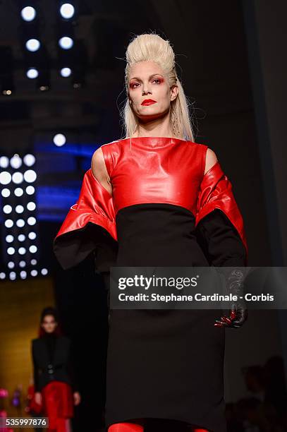 Model walks the runway at the Jean Paul Gaultier show during the Paris Fashion Week - Haute Couture Fall/Winter 2014-2015